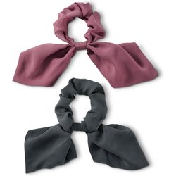 Tchibo - 2 Haargummis Scrunchies mit Schleife - braun