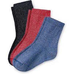 Tchibo - 3 Paar Glitzersocken - Mädchen - Gr 31-34 - dunkelblau