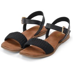 Tchibo - Ledersandalen mit Häkelriemen - Damen - Gr. 37 - schwarz