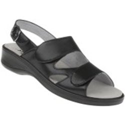 tessamino | Damen Sandalen | Sola-Stretch in Leder Optik | Weite H | wechselbares Fußbett mit Microfaserüberzug