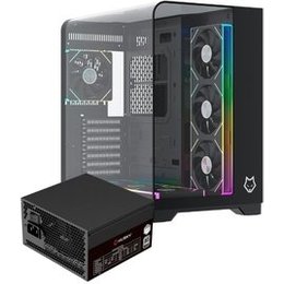 Kit Gabinete Gamer Husky Dome 700, 7 Fans ARGB, Vidro Temperado Frontal/Lateral + Fonte Husky Sledger 950W, 80 Plus Platinum, PFC ativo, Bivolt