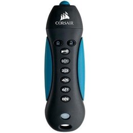 Pen Drive 256GB Corsair Padlock 3, USB 3.0, com Criptografia, Resistente à Água e Choque, Azul e Preto - CMFPLA3B-256GB