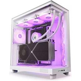 Gabinete Gamer NZXT H6 Flow Edition, Mid Tower, RGB, ATX, Lateral em Vidro, Com Fans, Branco - CC-H61FW-R1