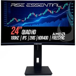 Monitor Gamer Rise Mode Essential 24", QHD, 100Hz, 2ms, IPS, FreeSync, HDR 400, HDMI e DP, Altura Ajustável, Preto - RM-MOGL-24F1002K-B