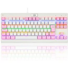 Teclado Mecânico Gamer Redragon Dark Avenger, Rainbow Branco e Rosa, Switch Blue, ABNT2, Branco - K568WP-R (PT-BLUE)