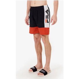 bermuda fila swim sport masculina  preto laranja