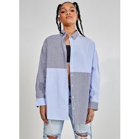 camisa oversized azul listrada