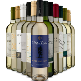 kit 12 fã brancos 12 vinhos