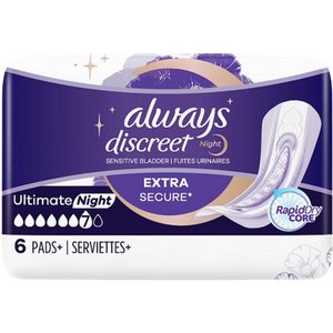 Always Discreet Ultimate Night size 7 Sensitive Bladder Incontinence Pads - 6 stk