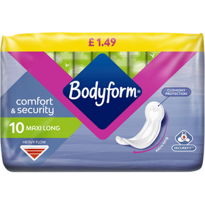 Bodyform Comfort & Security Maxi Long Hygiejnebind - 10 stk