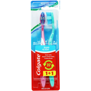 Colgate Triple Action Twin Medium Tandbørste - 2 stk