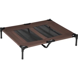 PawHut Elevated Pet Bed, Large Raised Dog & Cat Cooling Cot, Portable for Camping, Outdoor/Indoor Use, Metal Frame with Mesh, Black Aosom UK