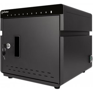 Manhattan iPad to 11" 10-bay Charging Cabinet Desktop via USB-C, Also other tablets and smartphones (with device to USB-C cable), Bays 264x22x235mm, Device charging cables not included (suggest USB-C cable 354868), Cart, Lockable, EU/UK power cords
