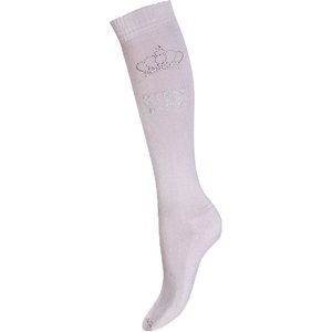Reitstrümpfe mit Strasskrone – Rosé Silber – 35-38