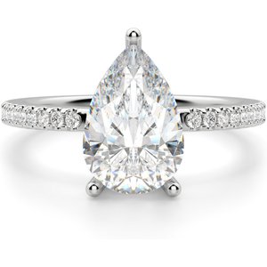 Anillo de Compromiso Acentuado Corte Pera 0.50 ct Basket Set Diamante de Laboratorio Oro Blanco 585 (14K)