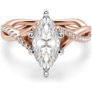 Anillo de Compromiso Acentuado Corte Marquesa 1.75 ct Twisted Diamante de Laboratorio Oro Rosa 585 (14K)