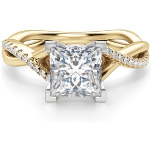 Anillo de Compromiso Acentuado Corte Princesa 0.50 ct Twisted Diamante de Laboratorio Oro Amarillo 585 (14K)