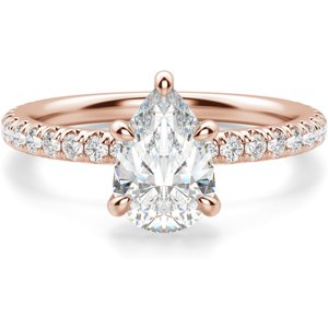 Anillo de Compromiso Acentuado Corte Pera 0.50 ct Arezzo Diamante de Laboratorio Oro Rosa 585 (14K)