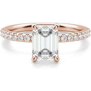 Anillo de Compromiso Acentuado Corte Esmeralda 0.50 ct Arezzo Diamante de Laboratorio Oro Rosa 585 (14K)