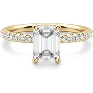 Anillo de Compromiso Acentuado Corte Esmeralda 0.50 ct Arezzo Diamante de Laboratorio Oro Amarillo 585 (14K)