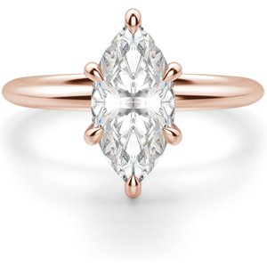 Anillo de Compromiso Clásico Corte Marquesa 0.50 ct Hidden Halo Diamante de Laboratorio Oro Rosa 585 (14K)