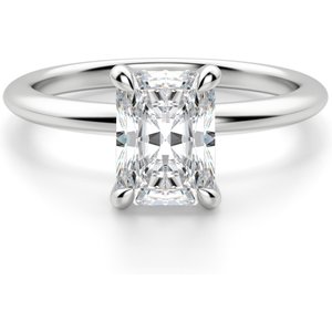 Anillo de Compromiso Clásico Corte Radiante 0.50 ct Hidden Halo Diamante de Laboratorio Oro Blanco 585 (14K)