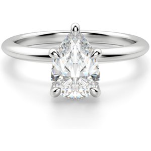 Anillo de Compromiso Clásico Corte Pera 0.50 ct Hidden Halo Diamante de Laboratorio Oro Blanco 585 (14K)