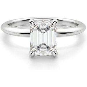 Anillo de Compromiso Clásico Corte Esmeralda 0.50 ct Hidden Halo Diamante de Laboratorio Oro Blanco 585 (14K)