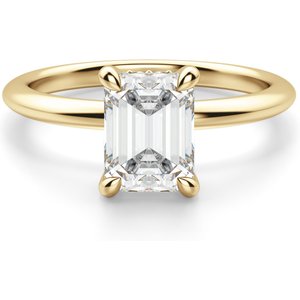 Anillo de Compromiso Clásico Corte Esmeralda 0.50 ct Hidden Halo Diamante de Laboratorio Oro Amarillo 585 (14K)