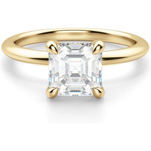 Anillo de Compromiso Clásico Corte Asscher 0.50 ct Hidden Halo Diamante de Laboratorio Oro Amarillo 585 (14K)