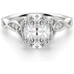 Anillo de Compromiso Corte Ovalado 1.50 ct Celtic Knot Diamante de Laboratorio Oro Blanco 585 (14K)