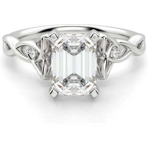 Anillo de Compromiso Corte Esmeralda 1.00 ct Celtic Knot Diamante de Laboratorio Oro Blanco 585 (14K)