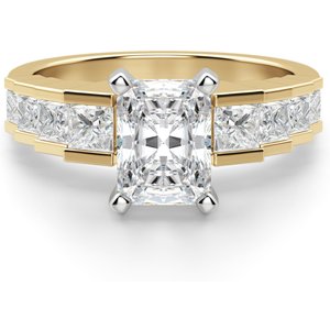 Anillo de Compromiso Corte Radiante 0.50 ct Cinderella Staircase Diamante de Laboratorio Oro Amarillo 585 (14K)