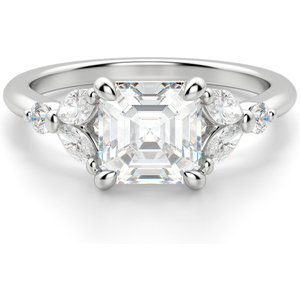 Anillo de Compromiso Corte Asscher 0.50 ct Haven Diamante de Laboratorio Oro Blanco 585 (14K)