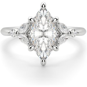 Anillo de Compromiso Corte Marquesa 0.75 ct Haven Diamante de Laboratorio Oro Blanco 585 (14K)
