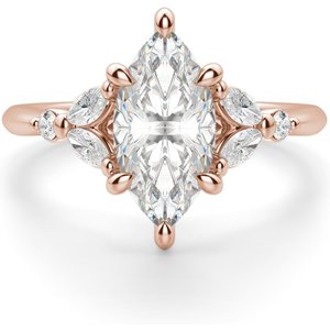 Anillo de Compromiso Corte Marquesa 1.50 ct Haven Diamante de Laboratorio Oro Rosa 585 (14K)