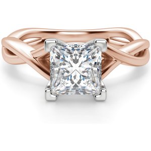 Twisted Klasyczny Księżniczka 0.50 ct Pierścionek Zaręczynowy Diament Laboratoryjny 585 Różowe Złoto (14K)