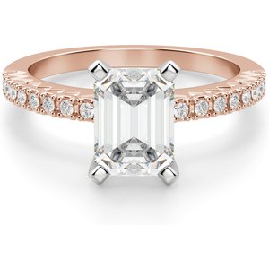 Angelix Szmaragdowy 0.50 ct Pierścionek Zaręczynowy Diament Laboratoryjny 585 Różowe Złoto (14K)
