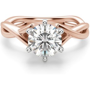 Twisted Klasyczny Okrągły 0.50 ct Pierścionek Zaręczynowy Diament Laboratoryjny 585 Różowe Złoto (14K)