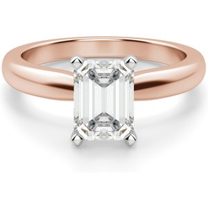 Tapered Solitaire Szmaragdowy 0.50 ct Klasyczny Pierścionek Zaręczynowy Diament Laboratoryjny 585 Różowe Złoto (14K)