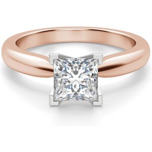Tapered Solitaire Księżniczka 0.50 ct Klasyczny Pierścionek Zaręczynowy Diament Laboratoryjny 585 Różowe Złoto (14K)
