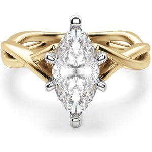 Twisted Klasyczny Markizowy 0.50 ct Pierścionek Zaręczynowy Diament Laboratoryjny 585 Żółte Złoto (14K)
