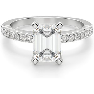 Angelix Szmaragdowy 0.50 ct Pierścionek Zaręczynowy Diament Laboratoryjny 585 Białe Złoto (14K)