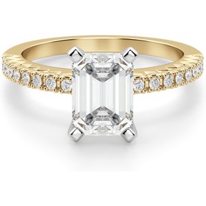 Angelix Szmaragdowy 0.50 ct Pierścionek Zaręczynowy Diament Laboratoryjny 585 Żółte Złoto (14K)