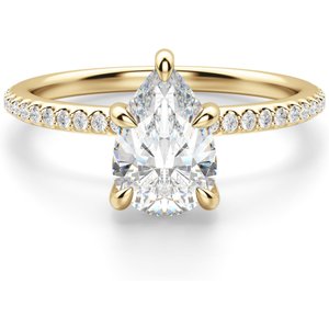 Hidden Halo Accented Gruszkowy 0.50 ct Pierścionek Zaręczynowy Diament Laboratoryjny 585 Żółte Złoto (14K)