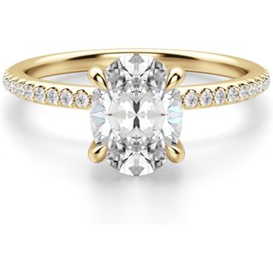 Hidden Halo Accented Owalny 0.50 ct Pierścionek Zaręczynowy Diament Laboratoryjny 585 Żółte Złoto (14K)