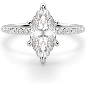 Hidden Halo Accented Markizowy 0.50 ct Pierścionek Zaręczynowy Diament Laboratoryjny 585 Białe Złoto (14K)