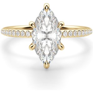 Hidden Halo Accented Markizowy 0.50 ct Pierścionek Zaręczynowy Diament Laboratoryjny 585 Żółte Złoto (14K)