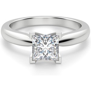 Tapered Solitaire Księżniczka 0.50 ct Klasyczny Pierścionek Zaręczynowy Diament Laboratoryjny 585 Białe Złoto (14K)