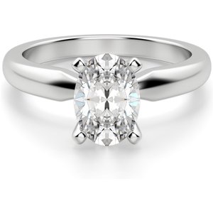 Tapered Solitaire Owalny 0.50 ct Klasyczny Pierścionek Zaręczynowy Diament Laboratoryjny 585 Białe Złoto (14K)